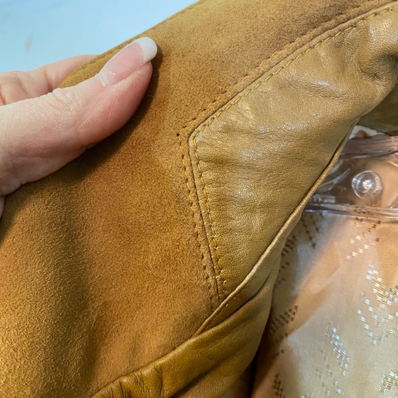 RR Serra Mens Tan Suede Cost 3/4 Length with Pockets Button Closure Lined - Picture 9 of 15